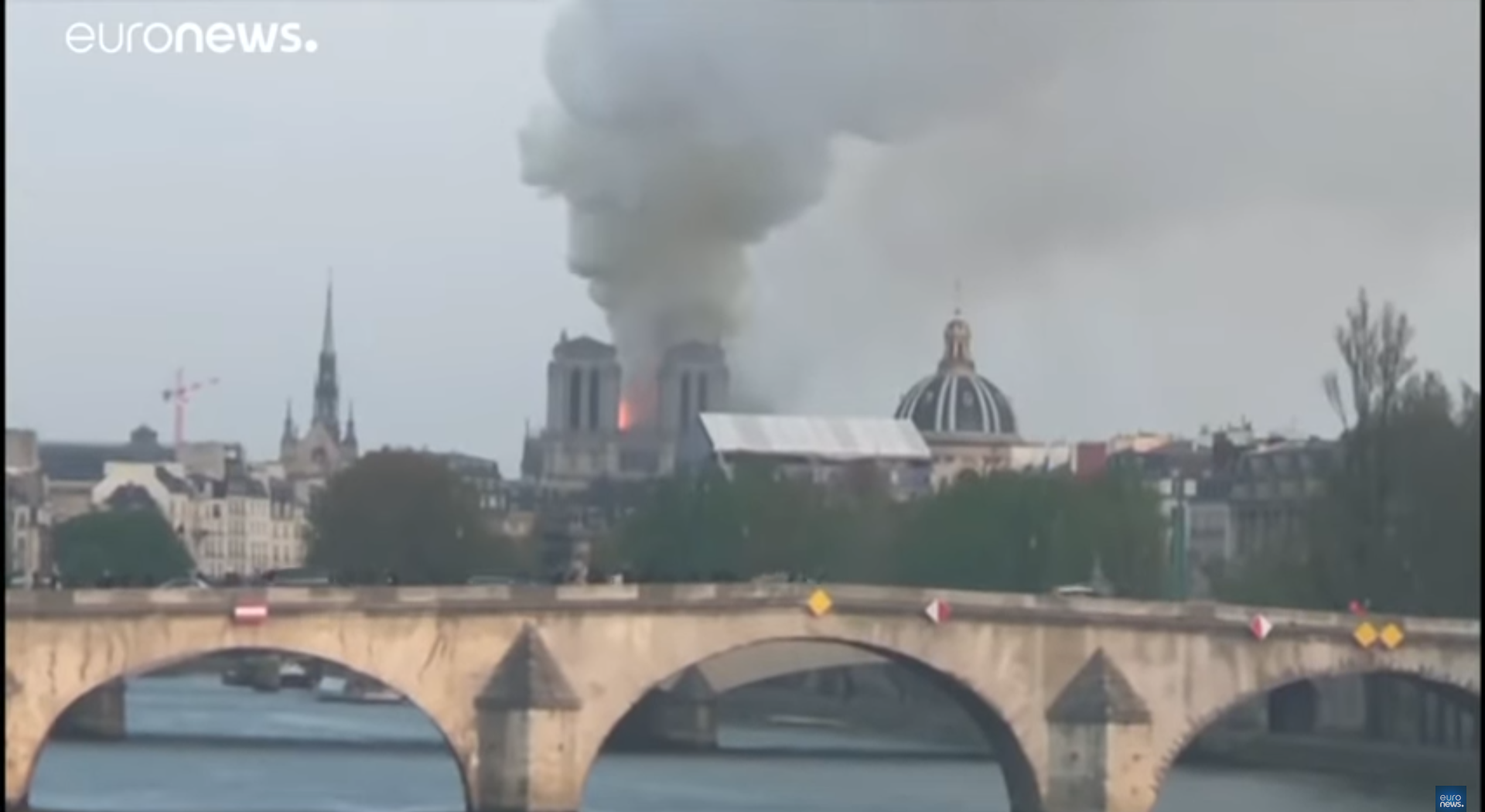 Kathedrale Notre-Dame in Flammen | euronews Printscreen